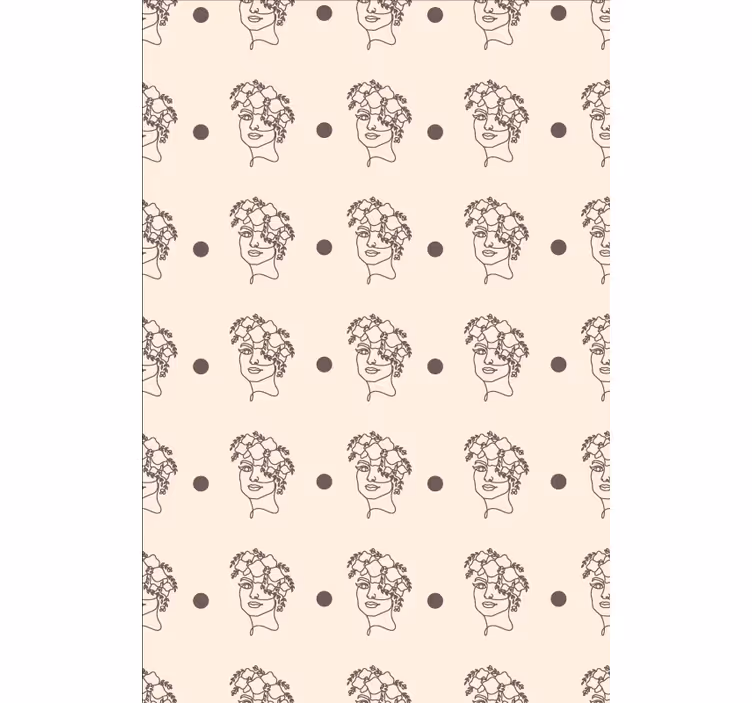 Tapet blomster silhuett minimalistisk søt kvinne - Tenstickers