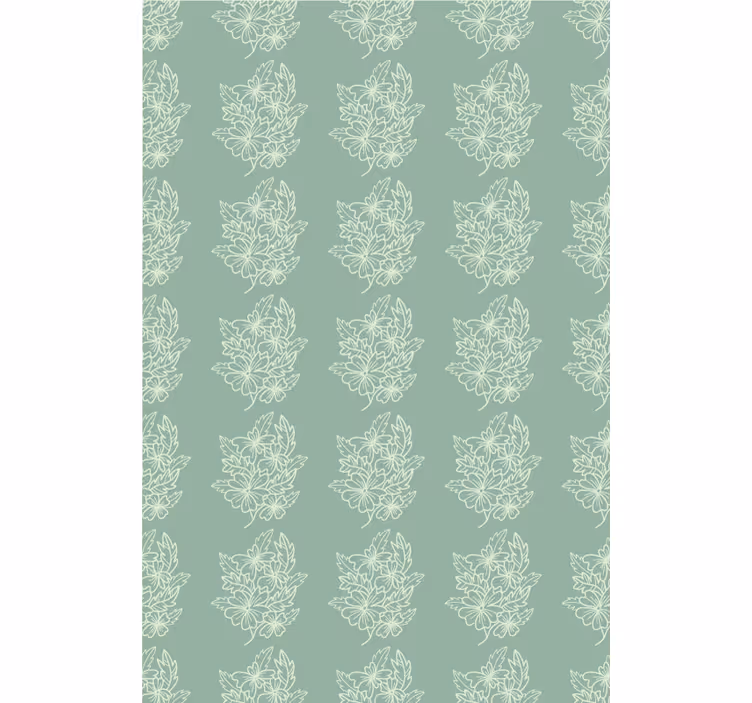 Tapet blomster grønn minimalistisk fin blomst - Tenstickers