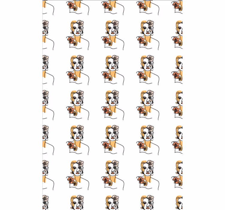 Tapet blomste minimalistisk ansikt med orkidéer - Tenstickers