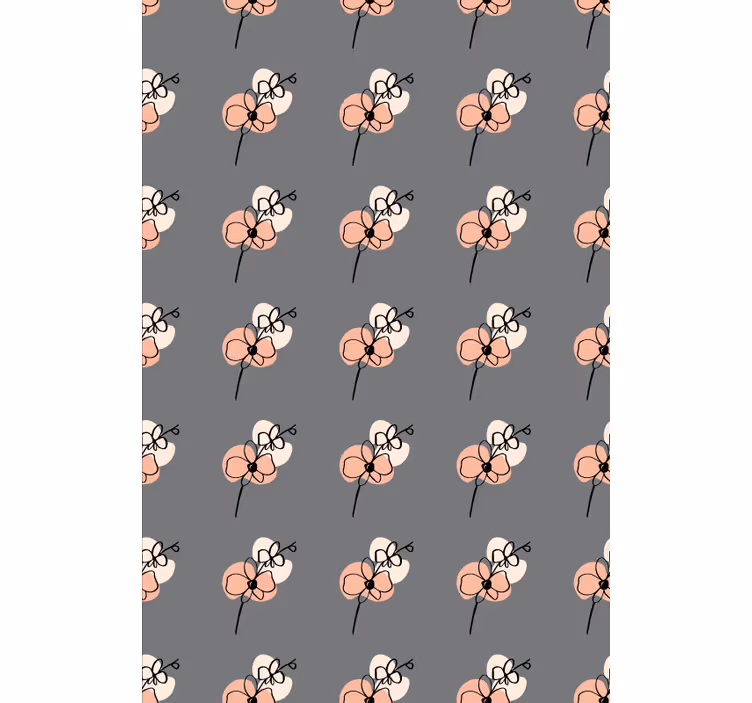 Tapet blomste abstrakt linjekunst design - Tenstickers