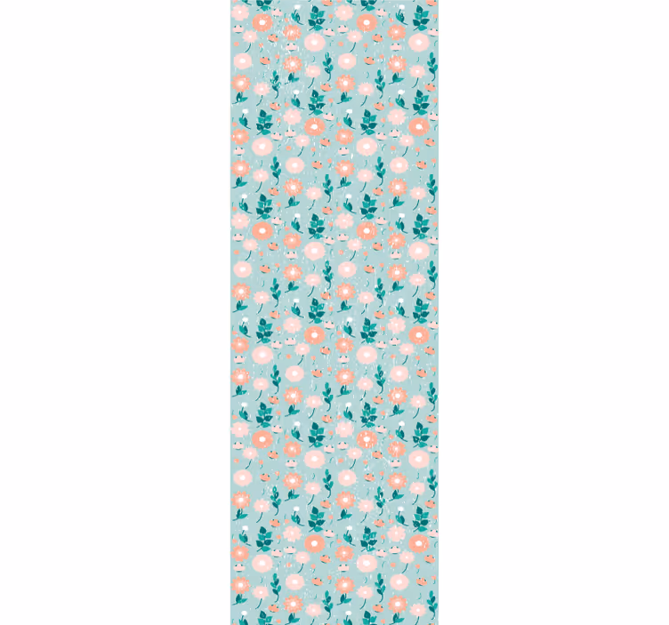 Tapet soverom blå blomster shabby chic - Tenstickers
