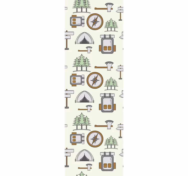 Campingbag skål hodelykt kompass tapet soverom - Tenstickers