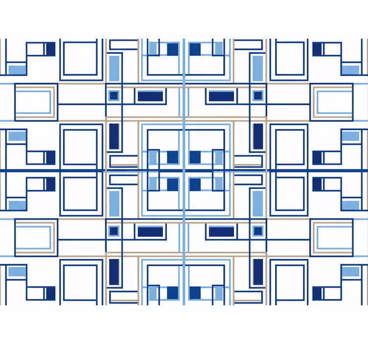 Tapet firkant geometriske former blå - Tenstickers