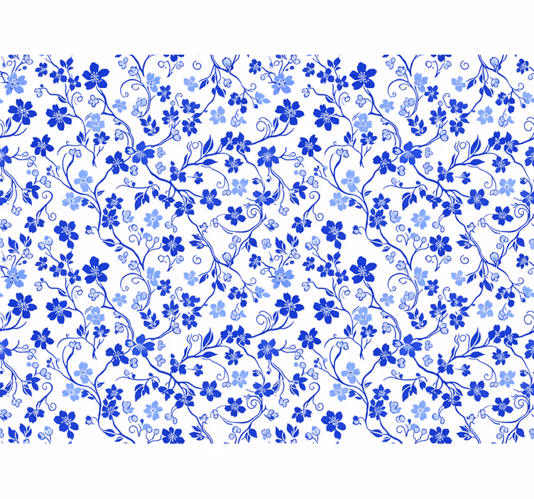 Tapet blomster blå kirsebærblomst - Tenstickers
