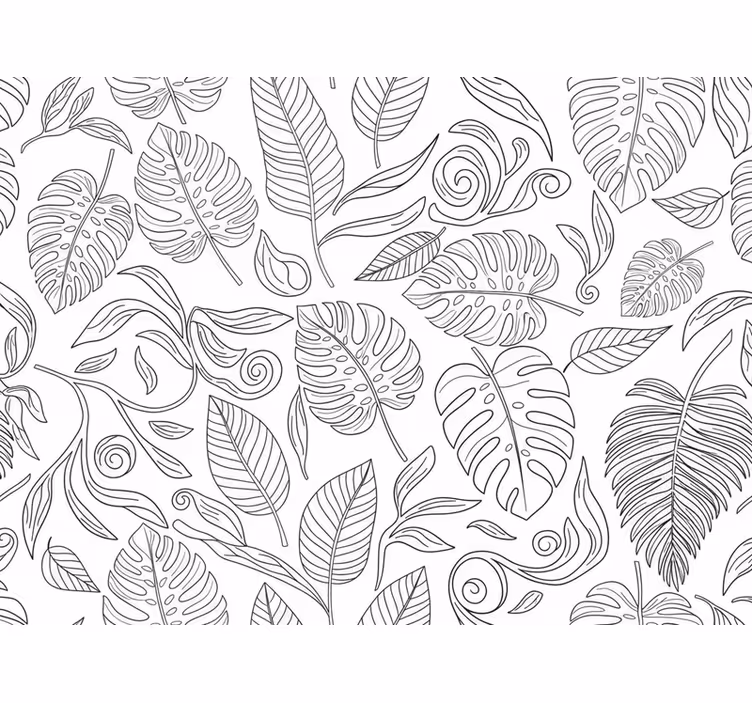 Moderne tapet botanisk svart og hvitt - Tenstickers