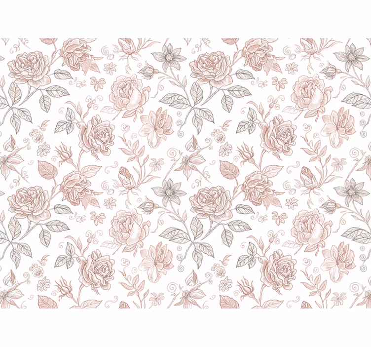 Tapet blomster vintage rosemotiv - Tenstickers