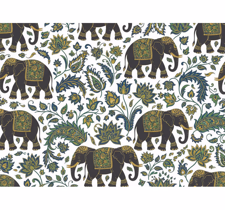 Elefant tapet realistisk elefantmønster - Tenstickers
