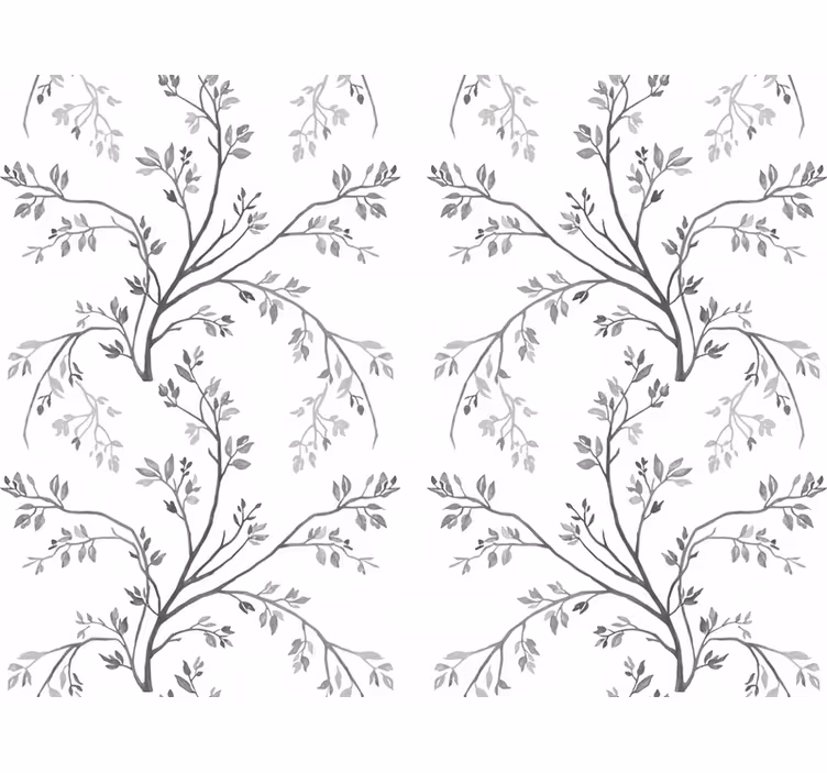 Tapet blomster grå myke grener - Tenstickers