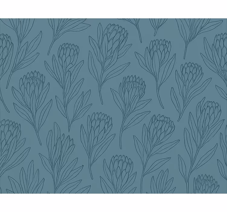 Tapet blomster dempet teal stiliserte blomster - Tenstickers