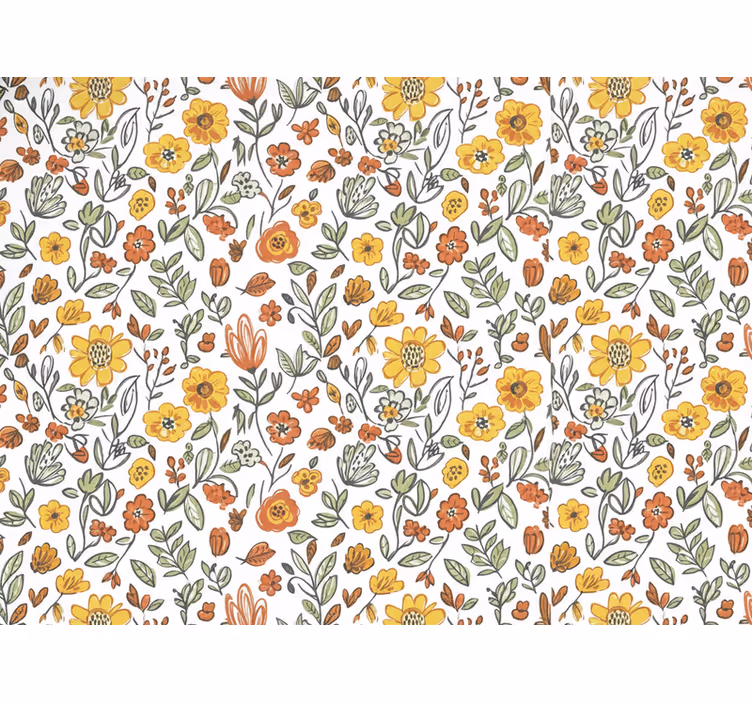 Tapet blomster rustikk hage gul - Tenstickers