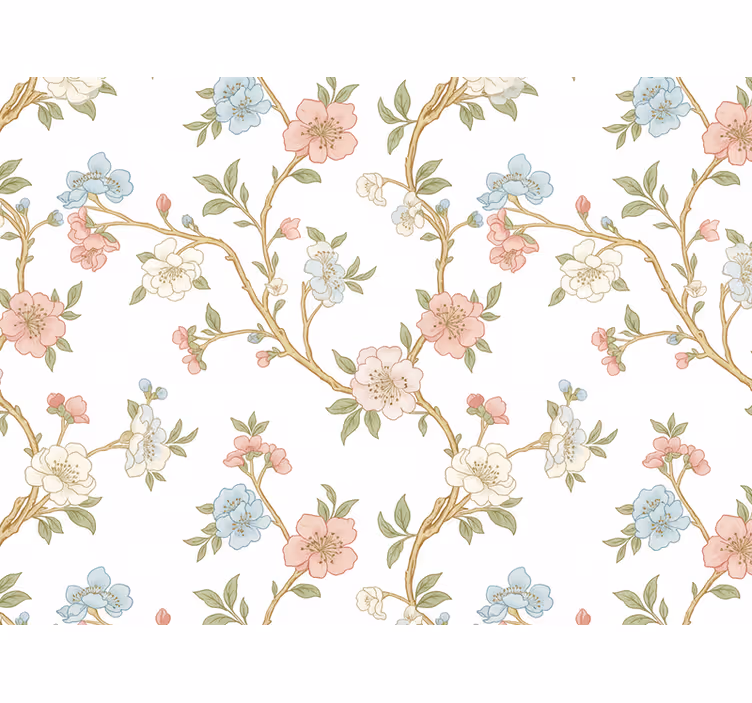 Tapet blomster i stil med blomstrende grener - Tenstickers