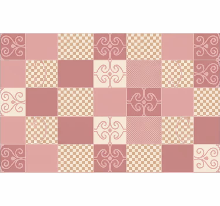 Geometrisk tapet vintage rutete design rosa - Tenstickers