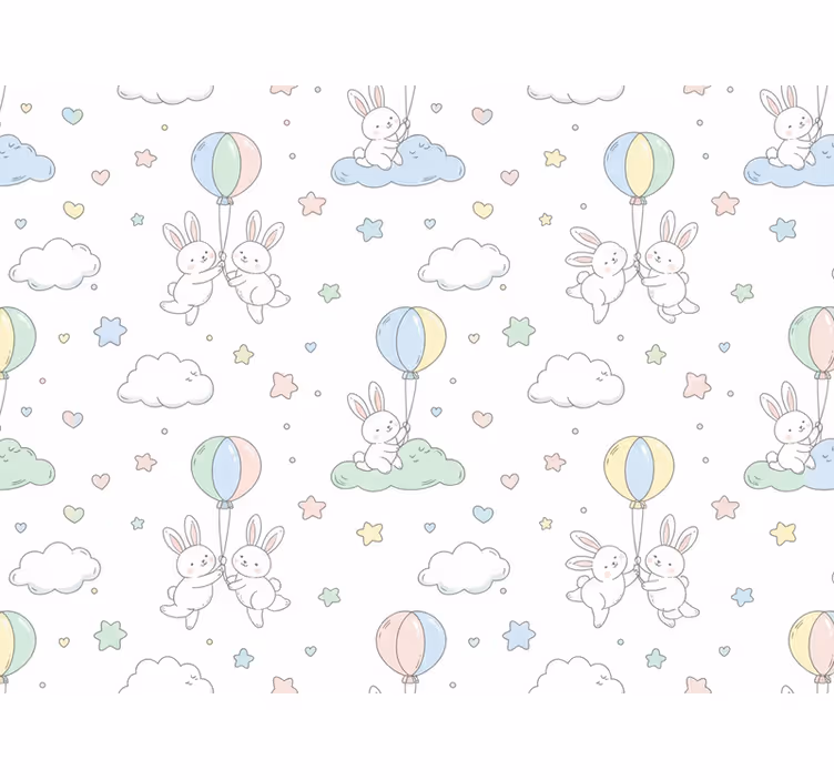 Tapet barn med kaniner og ballonger - Tenstickers