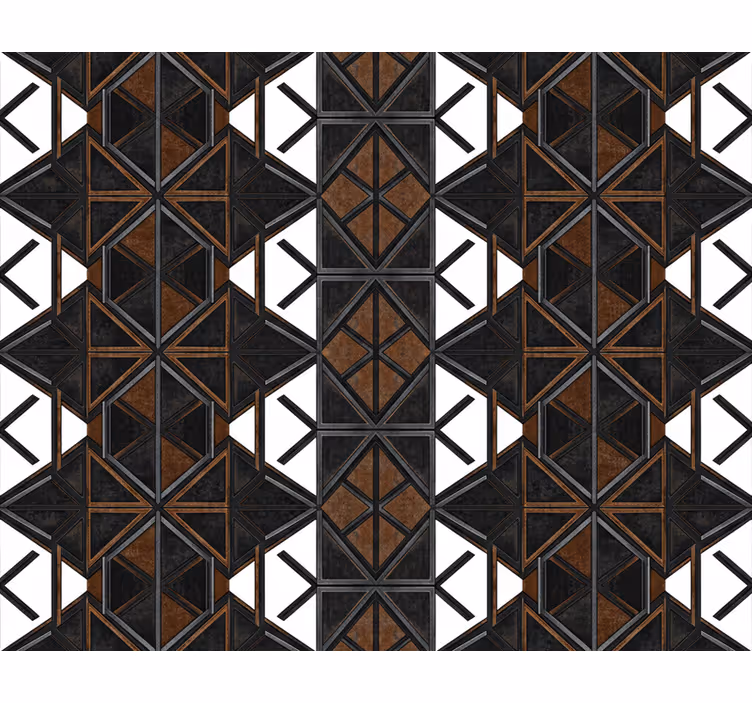 Industrielle tapeter geometrisk svart brun - Tenstickers