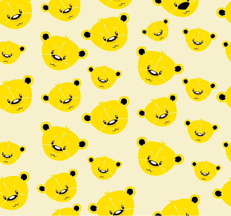 Gul tapet med bjørnemønster - Tenstickers