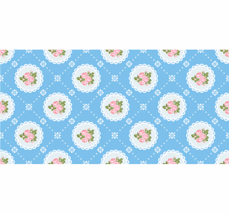 Tapet blå blomstermønster i blonde - Tenstickers