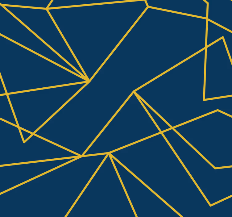 Tapet blå geometriske gulllinjer - Tenstickers