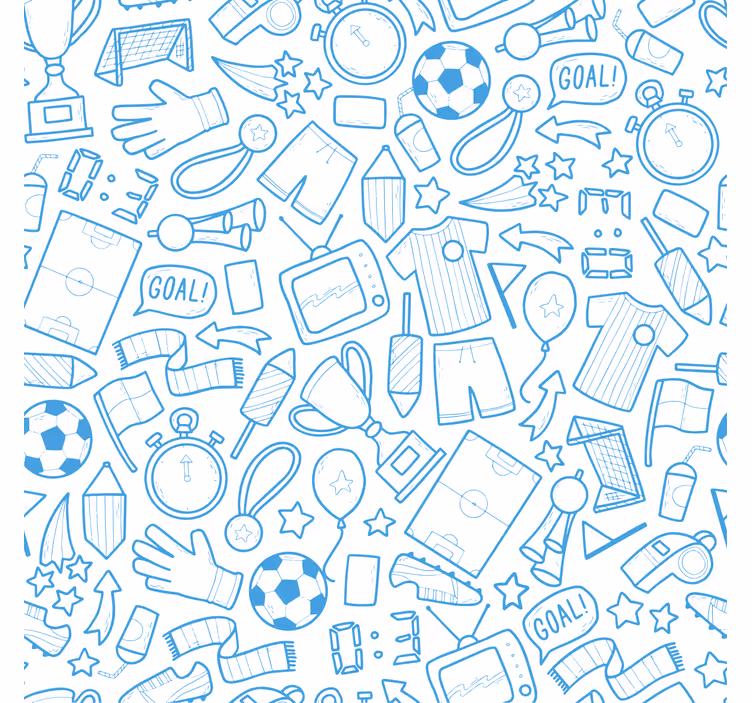 Tapet blå fotball og fotballtegneserie sett - Tenstickers
