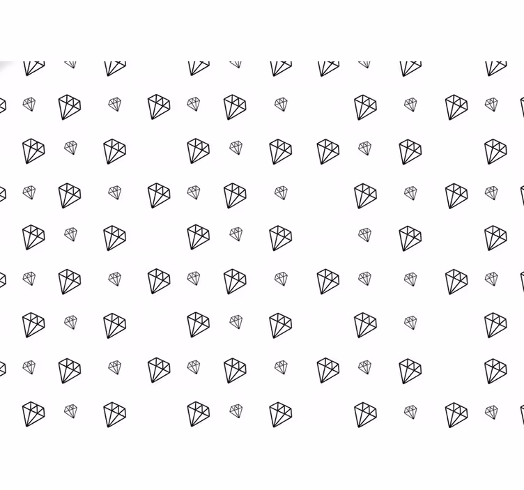 Svart diamantmønster tapet hvit - Tenstickers