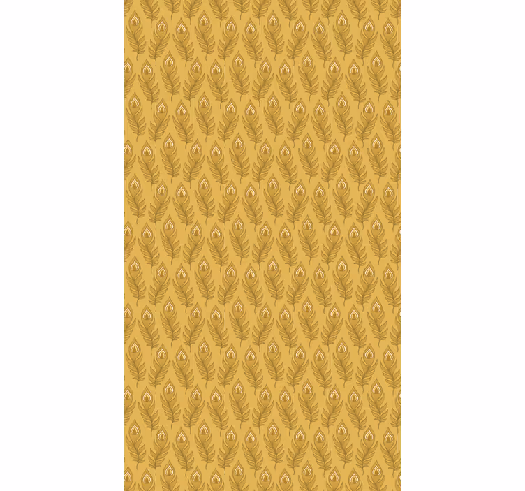 Beige tapet med blå blomster og to gyldne blomster - Tenstickers