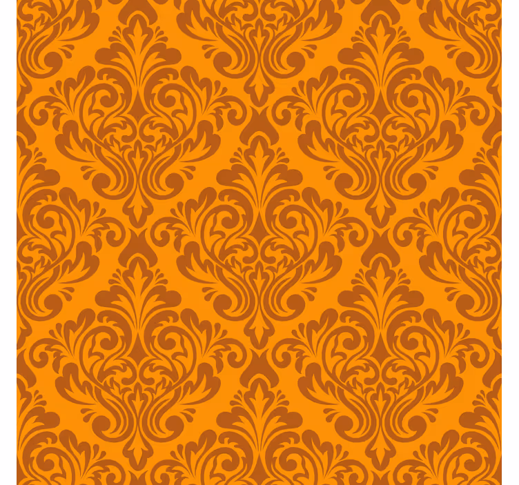 Tapet oransj vintage oransje damask - Tenstickers