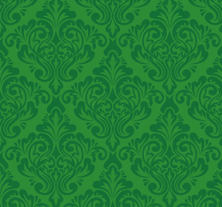 Tapet grønn blomstrete damask - Tenstickers