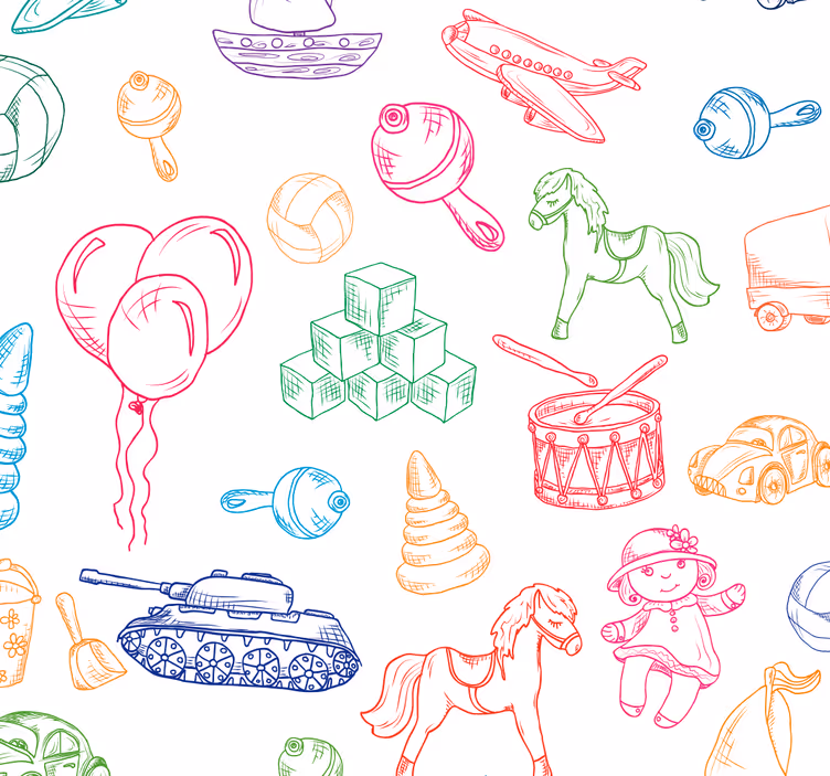 Barn tapet med leker - Tenstickers