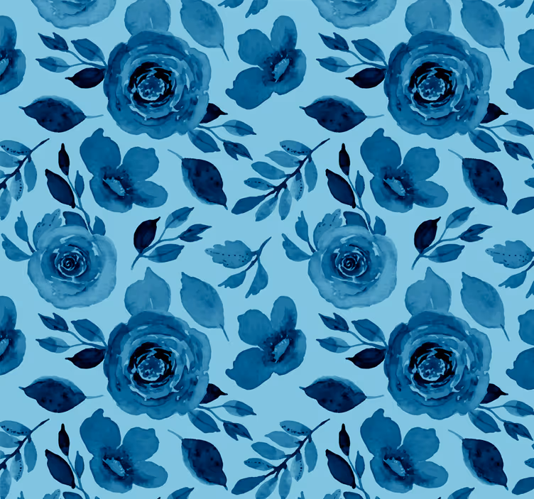Blomster tapet blå blomster - Tenstickers