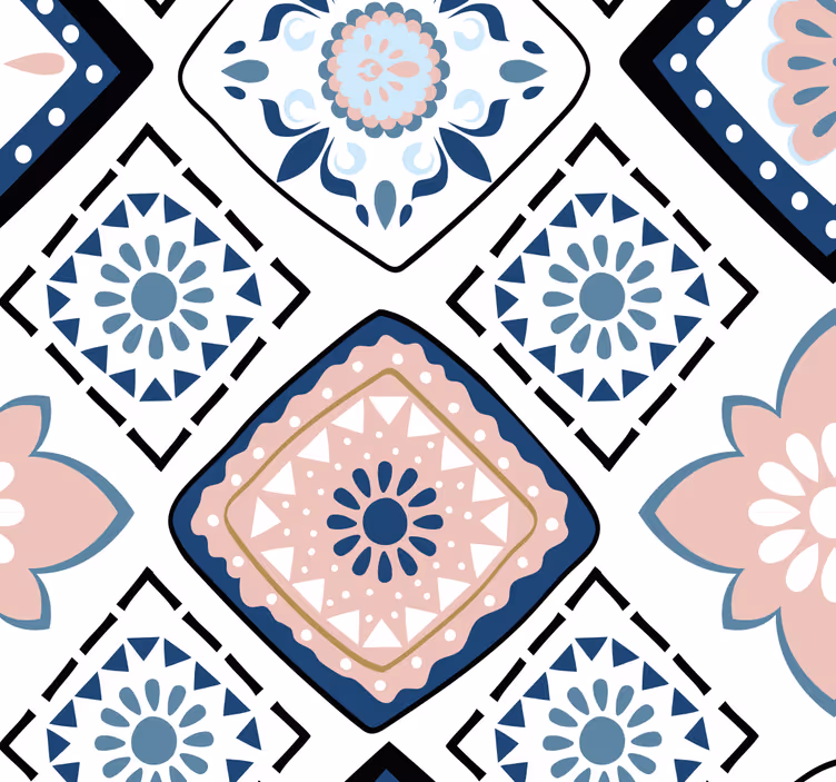 Tapet rosa og lyseblå blomster - Tenstickers