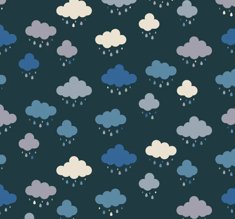 Skyet regn scene tapet baby - Tenstickers