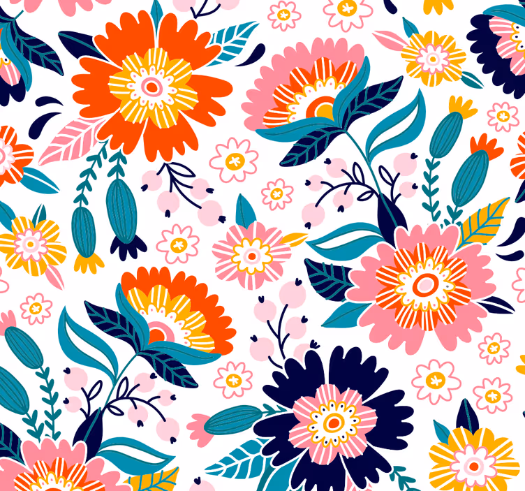 Romantiske blomster dekorative tapeter - Tenstickers