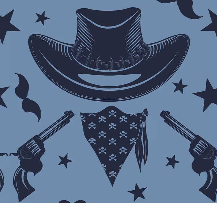 Cowboyhatt, flokk og revolvere barna tapeter - Tenstickers