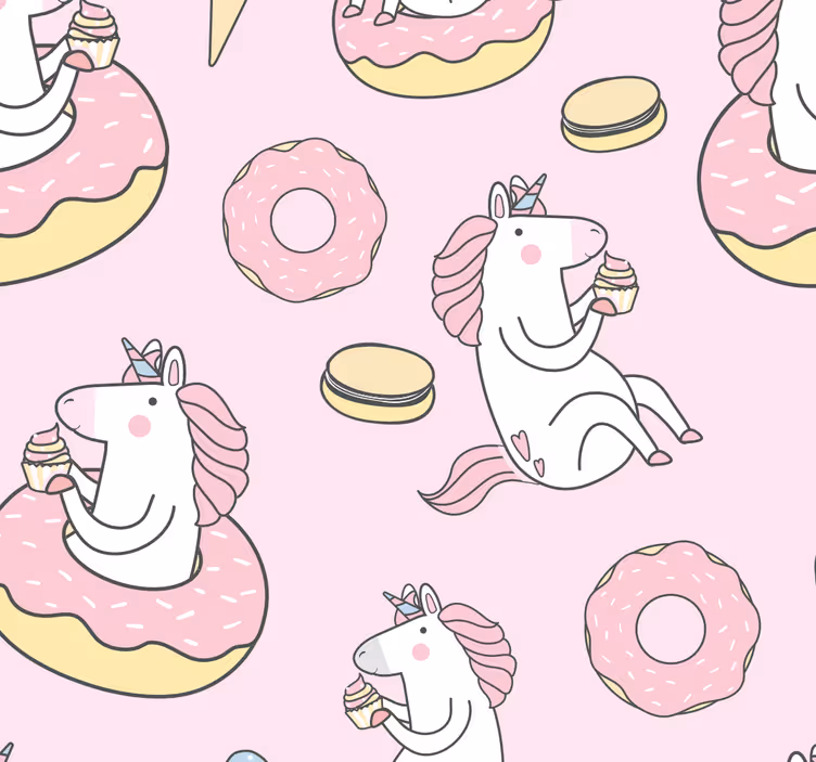 Tapet rosa enhjørning - Tenstickers
