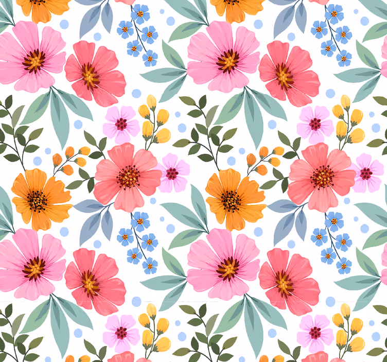 Lite fargerikt mønster tapet blomster - Tenstickers