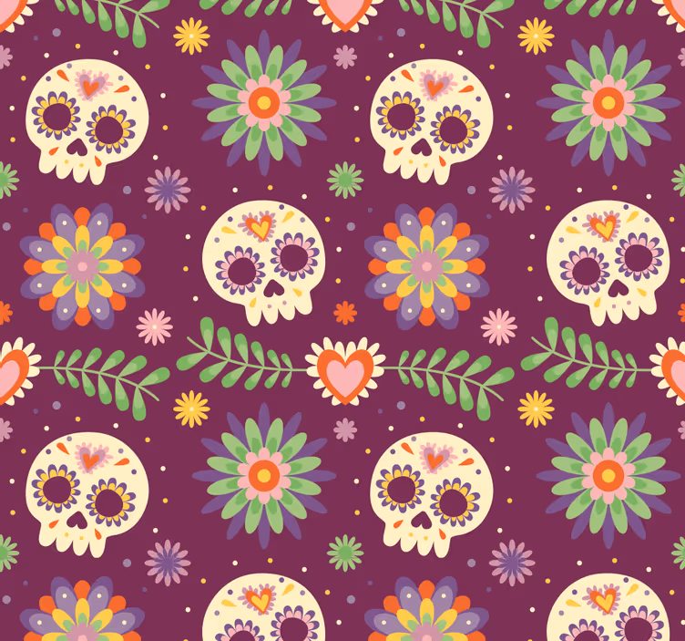 Soverom aztec skulls tapet - Tenstickers