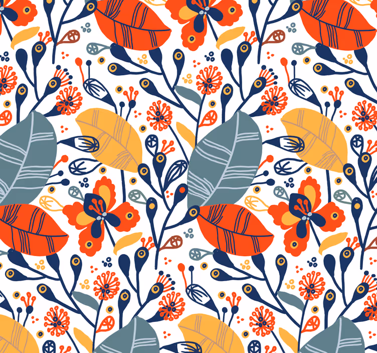 Blomsterbladdesign tapet natur - Tenstickers