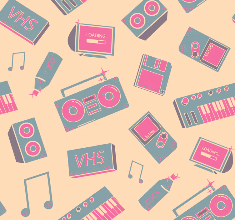 Retro musikk mønster tapet vintage - Tenstickers