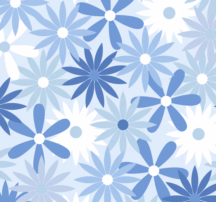 Vintage blå toner blomster blomst tapet - Tenstickers