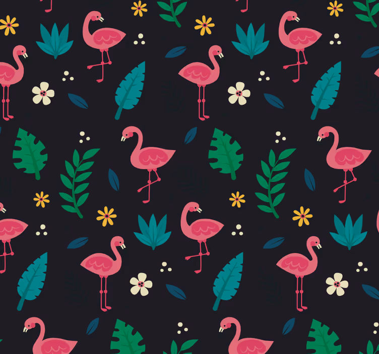Flamingo mønster tapet dyr - Tenstickers