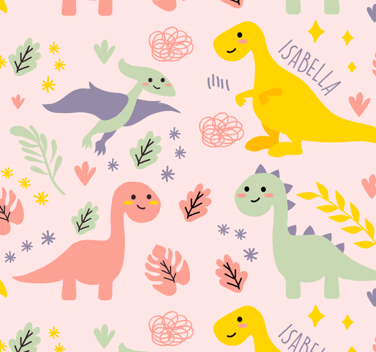 Lekende dinosaur-tema tapet baby - Tenstickers