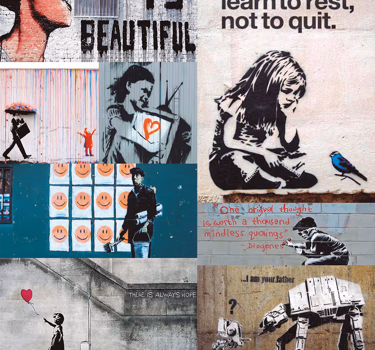 Banket collage kunst tapet - Tenstickers