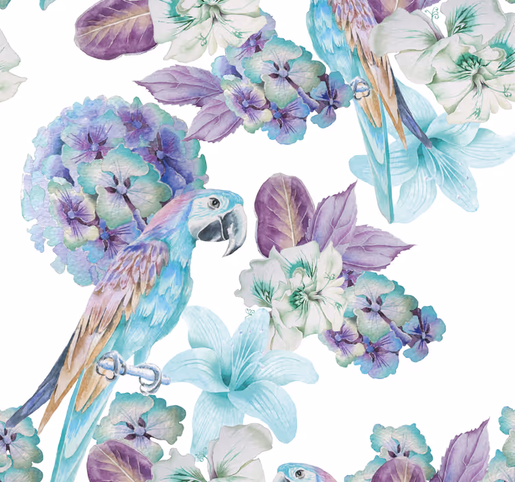 Floral papegøye design tapet med papegøyer - Tenstickers