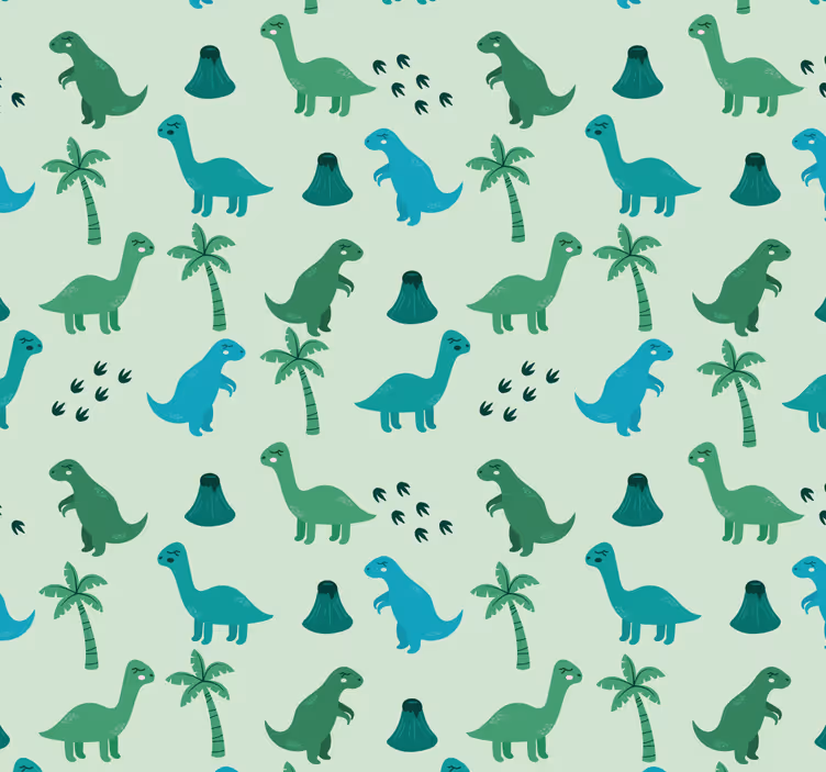 Grønne dinosaurer barn tapet - Tenstickers