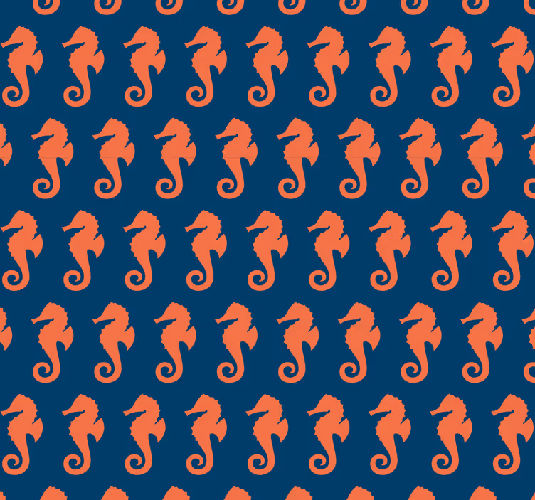 Oransje sjøhestmønster sjøliv tapet - Tenstickers