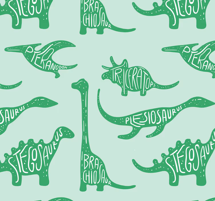 Grønne dinosaurer med navn barnas tapet - Tenstickers