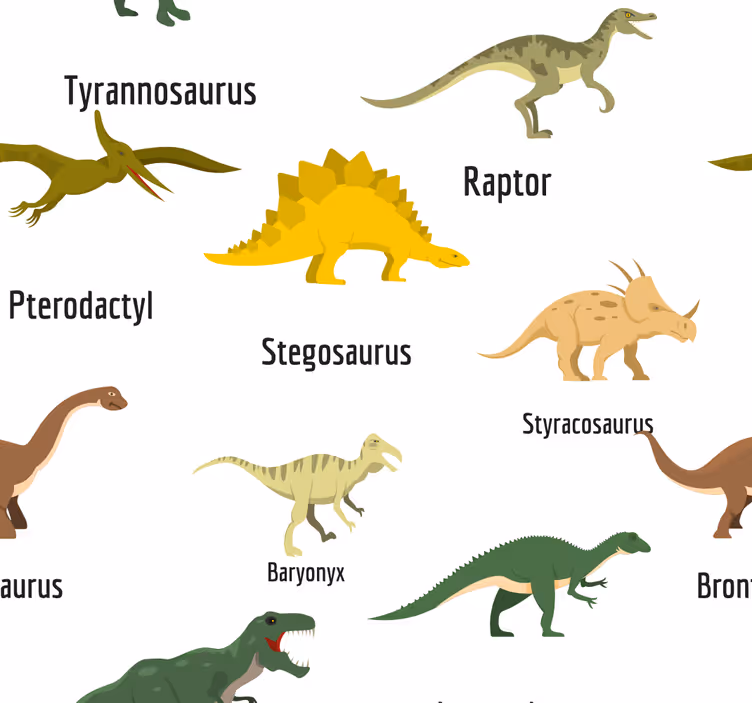 Realistiske dinosaurer med navn barn tapet - Tenstickers