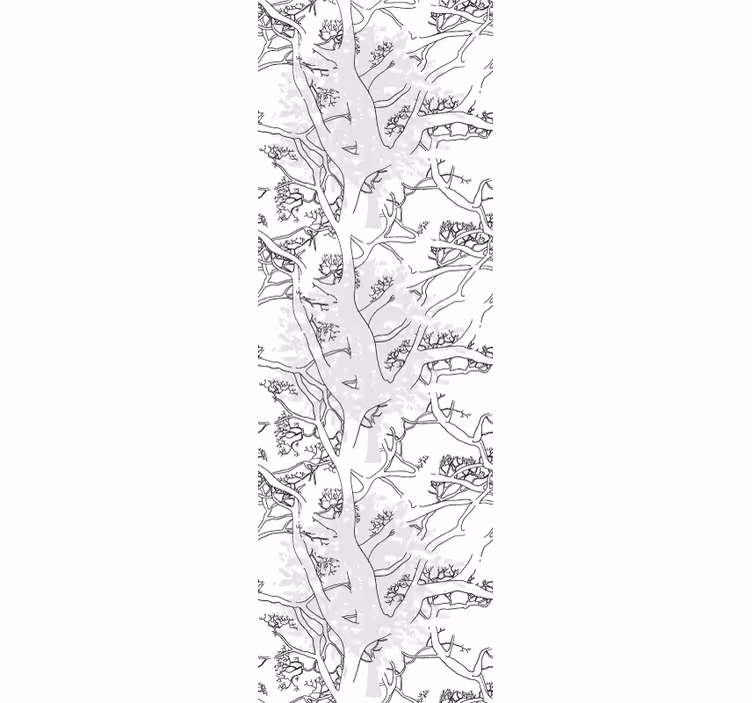 Floral strekkunst tapet grå - Tenstickers