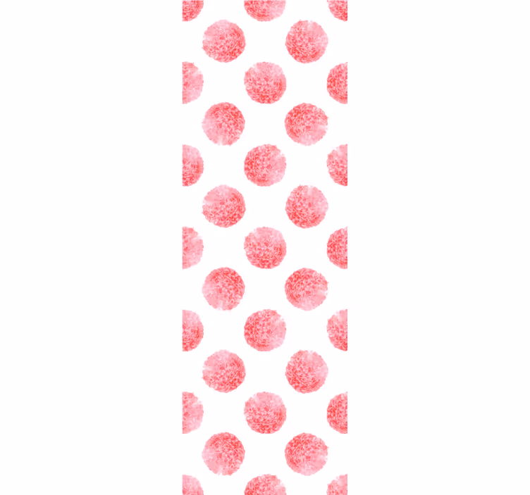 Runde rosa blomster på hvitt blomstertapet - Tenstickers