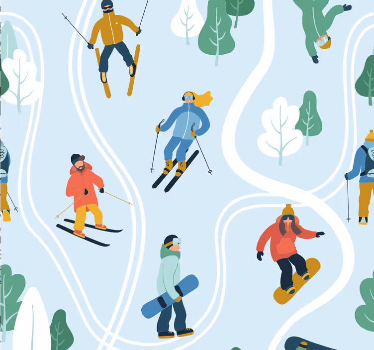 Ski tapet hvitt dekorativ tapet - Tenstickers