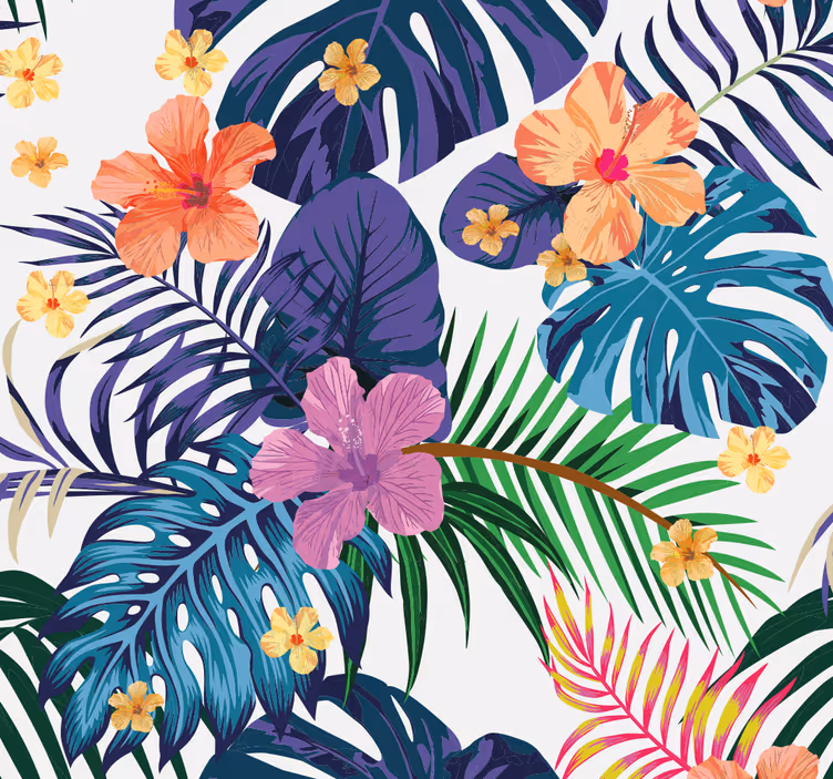 Tropiske blomster tapet natur - Tenstickers